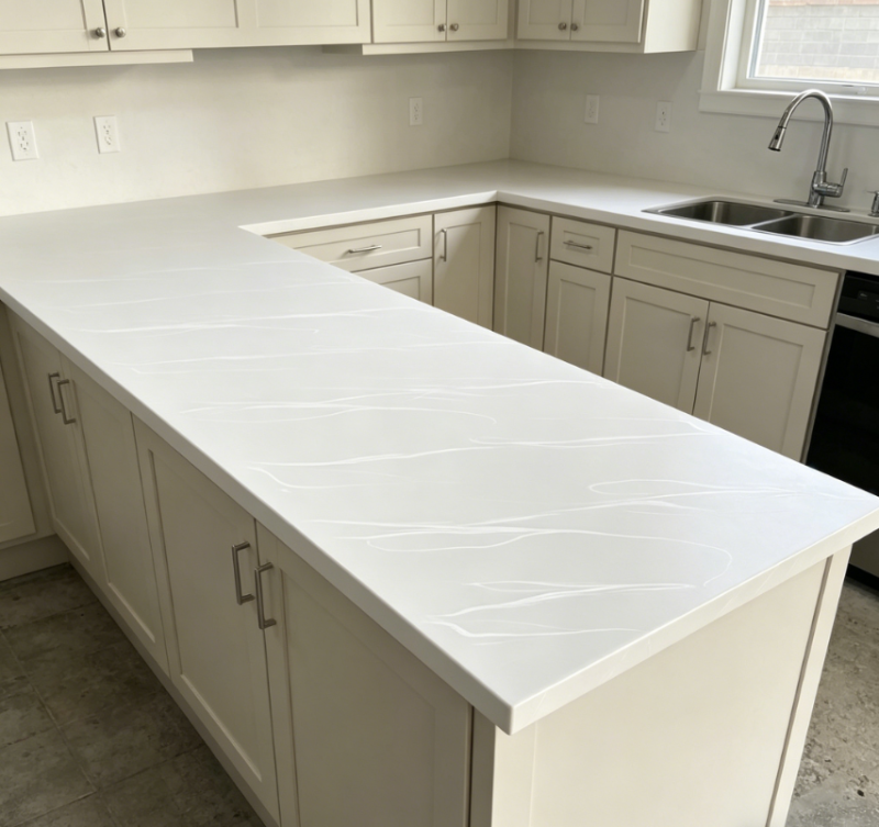 White Textured Artificial Solid Surface Polishing Treatment Stain Resistant Seamless Waterproof Kitchen Countertop Sheet